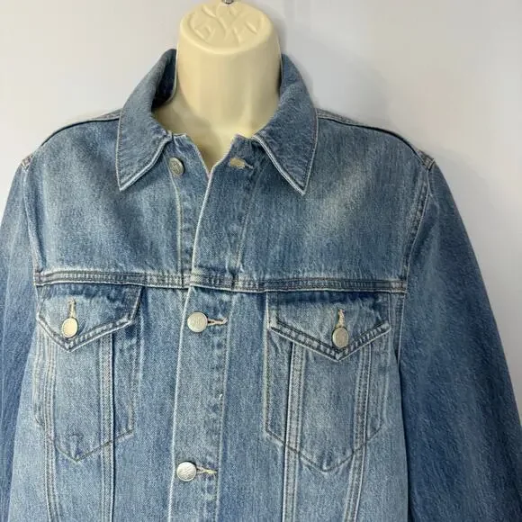 Lovers and Friends James Sarratoga Denim Jacket Relax Raw Hem Boho Blue L - Picture 11 of 16
